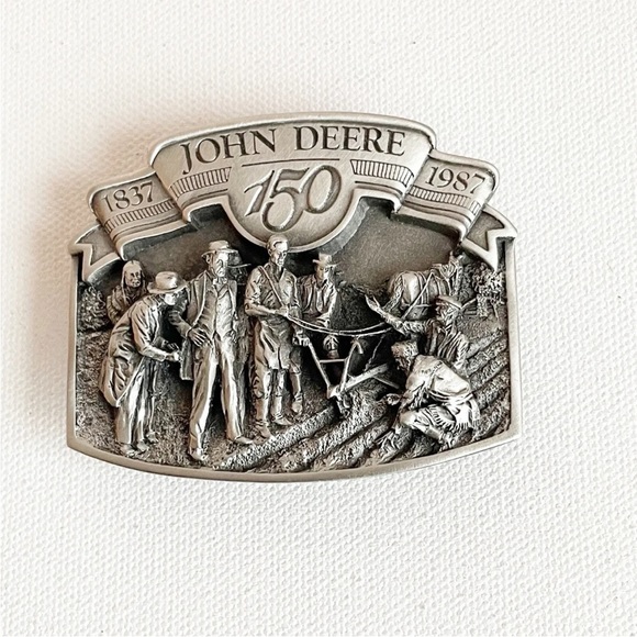 John Deere Other - John Deer 150 Years 1987 Men's Belt Buckle 22394 Silver Tone